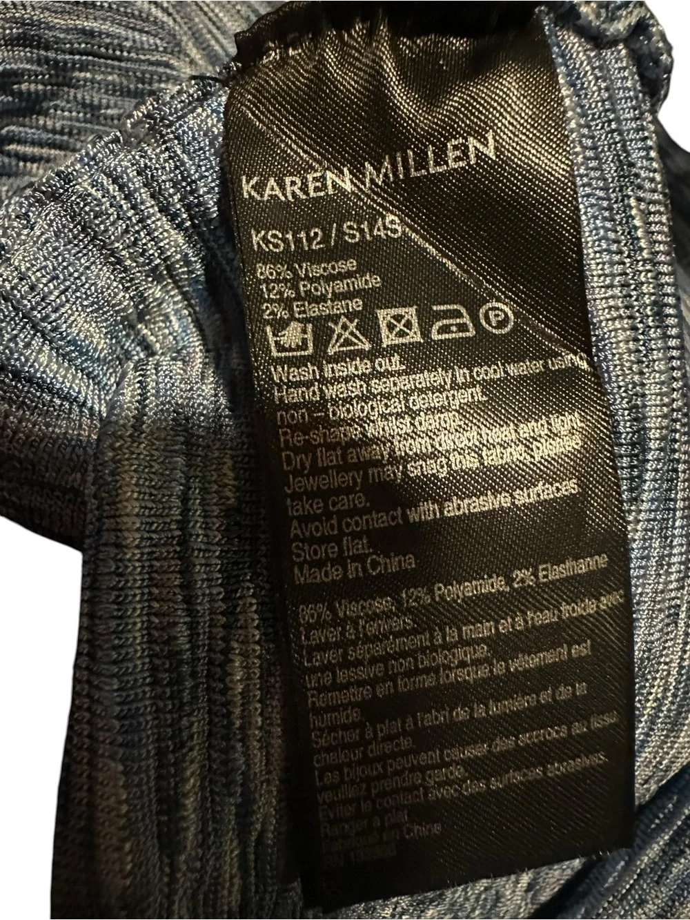 Karen Millen Heathered Gray/blue Bodycon knitted Dress size 1